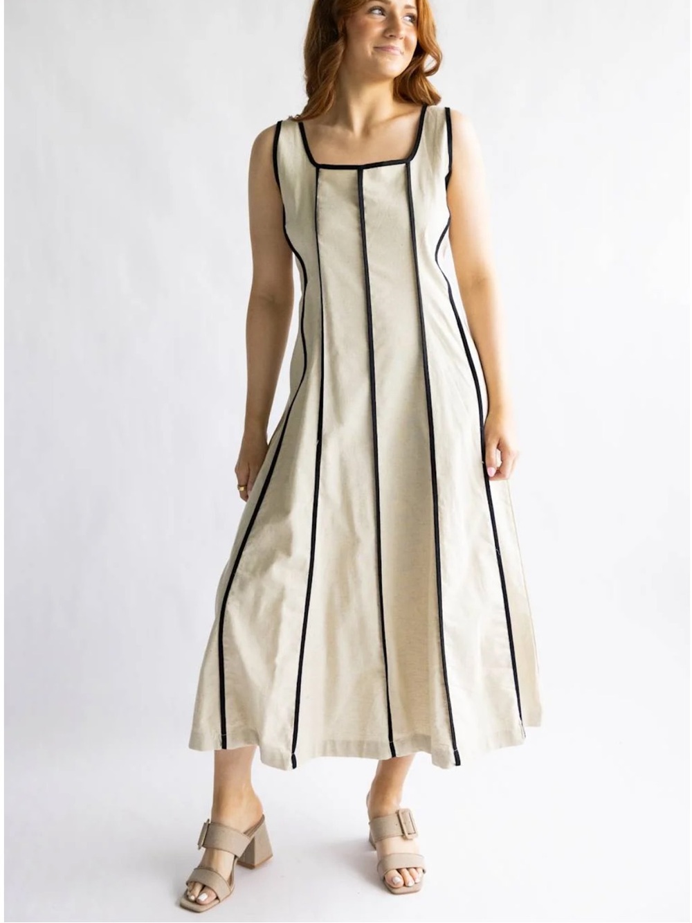 Simply southern contrast seamed dress ivory XXL NWT